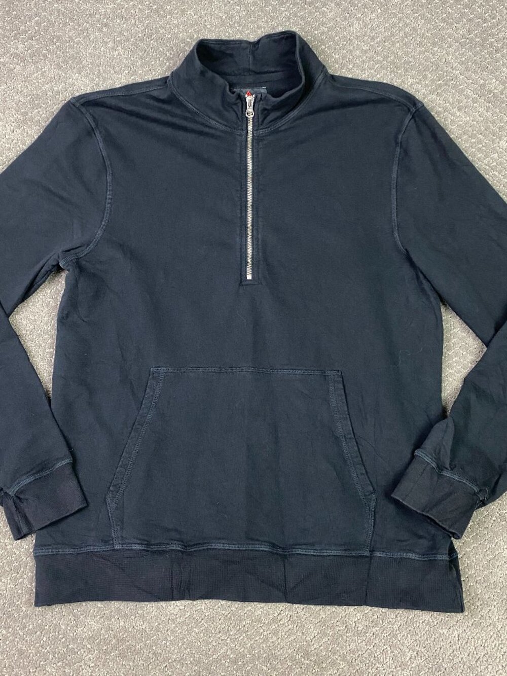 American Giant Mens Half Zip Sweatshirt Medium Black Cotton Lightweight 1/2 Zip